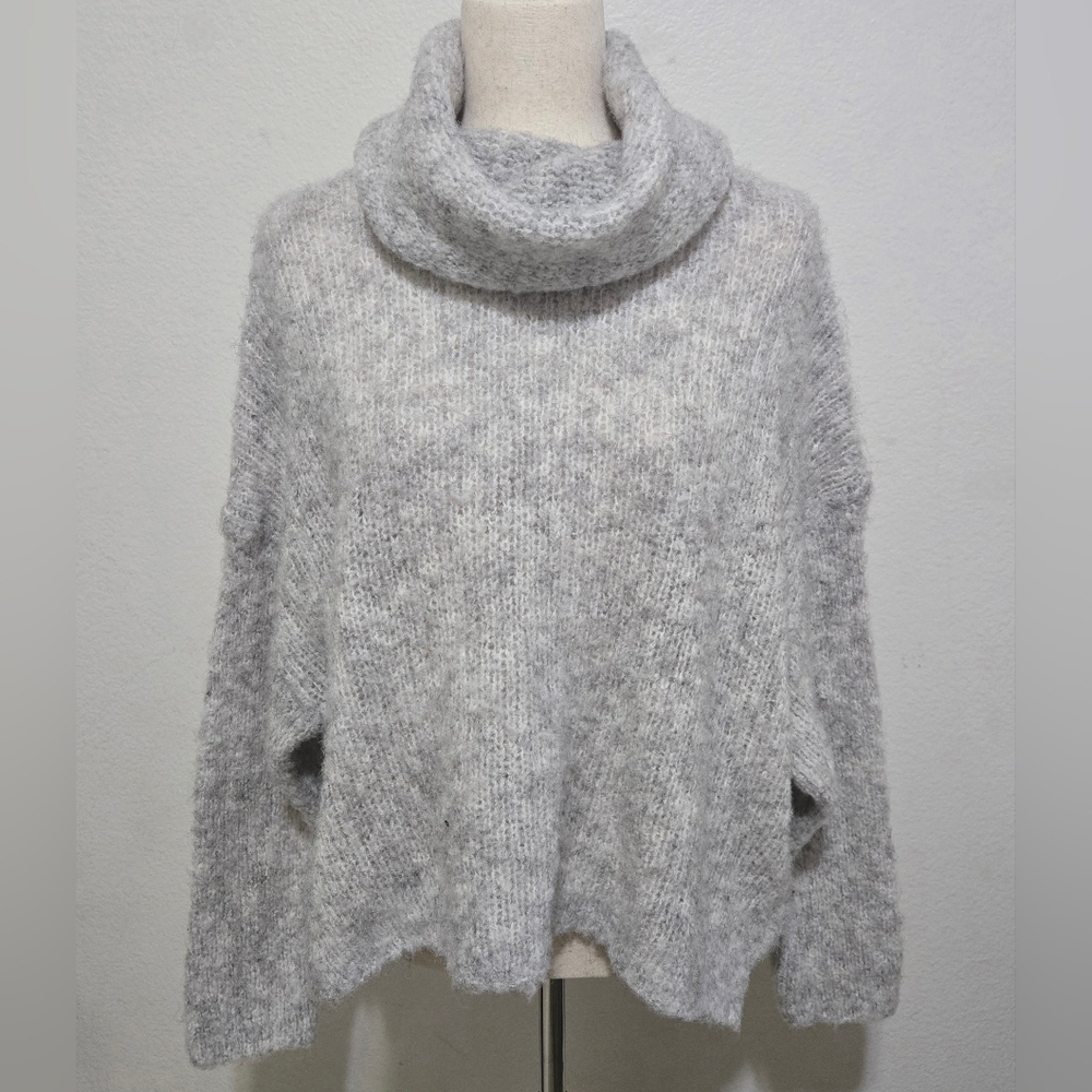 DEBUT Gray Knit Sweater Chunky Turtleneck Long Sleeve Size Large